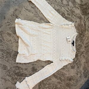 INC International Concepts White Textured Sweater